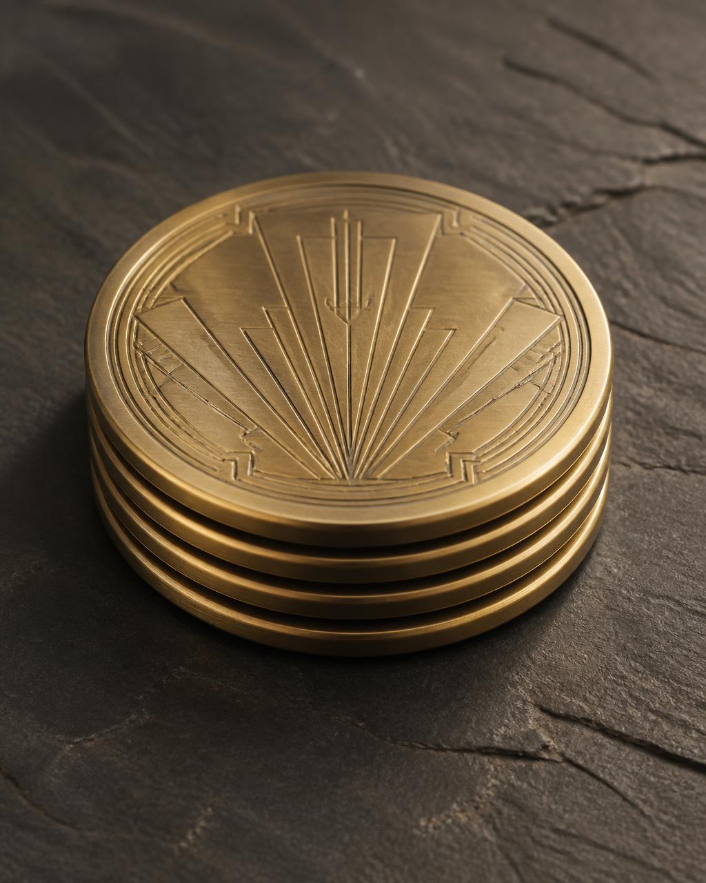 Etched brass coasters