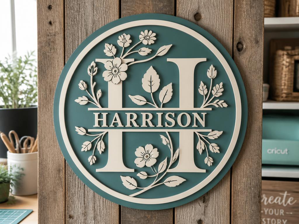 Layered monogram sign